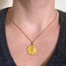 Load image into Gallery viewer, French Peace Sign 18K Yellow Gold Medal Pendant