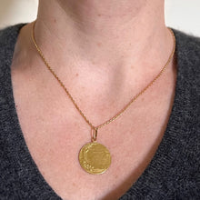 Load image into Gallery viewer, French Bonheur Good Luck 18K Yellow Gold Lucky Charm Medal Pendant