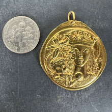Load image into Gallery viewer, Large French Monnaie De Paris Virgin Mary of the Lilies Madonna 18K Yellow Gold Pendant