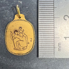 Load image into Gallery viewer, Augis French Saint Christopher 18K Yellow Gold Black Enamel Medal Pendant