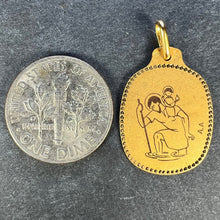 Load image into Gallery viewer, Augis French Saint Christopher 18K Yellow Gold Black Enamel Medal Pendant