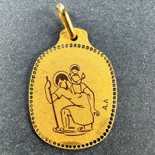 Load image into Gallery viewer, Augis French Saint Christopher 18K Yellow Gold Black Enamel Medal Pendant