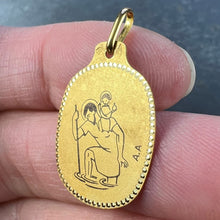 Load image into Gallery viewer, Augis French Saint Christopher 18K Yellow Gold Black Enamel Medal Pendant