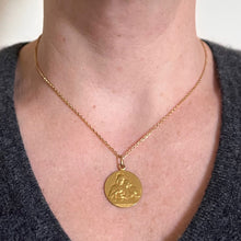 Load image into Gallery viewer, French Religious Medal Angel Jesus Communion 18K Yellow Gold Charm Pendant