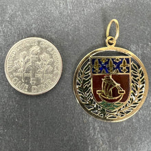 Load image into Gallery viewer, French City of Paris Coat of Arms 18k Gold Plique-A-Jour Enamel Charm Pendant