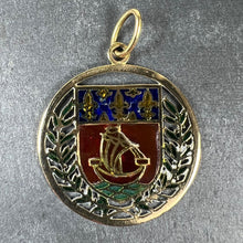 Load image into Gallery viewer, French City of Paris Coat of Arms 18k Gold Plique-A-Jour Enamel Charm Pendant