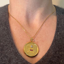 Load image into Gallery viewer, Large Augis French Plus Qu’Hier Ruby Diamond 18K Yellow Gold Love Charm Pendant