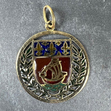 Load image into Gallery viewer, French City of Paris Coat of Arms 18k Gold Plique-A-Jour Enamel Charm Pendant