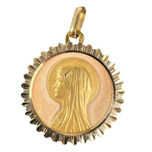 Load image into Gallery viewer, French Perroud Virgin Mary 18K Yellow Rose Gold Medal Pendant