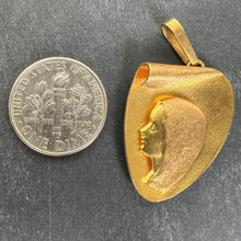 Load image into Gallery viewer, French Virgin Mary Heart Shaped 18K Yellow Gold Medal Pendant