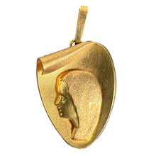 Load image into Gallery viewer, French Virgin Mary Heart Shaped 18K Yellow Gold Medal Pendant