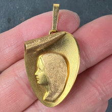 Load image into Gallery viewer, French Virgin Mary Heart Shaped 18K Yellow Gold Medal Pendant