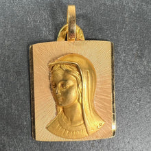 Load image into Gallery viewer, French Perroud Virgin Mary 18K Yellow Gold Rectangular Medal Pendant