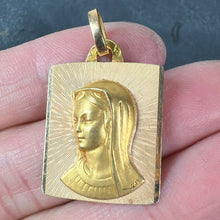 Load image into Gallery viewer, French Perroud Virgin Mary 18K Yellow Gold Rectangular Medal Pendant