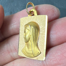 Load image into Gallery viewer, French Perroud Virgin Mary 18K Yellow Gold Rectangular Medal Pendant