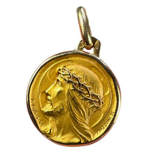 Load image into Gallery viewer, French Augis Mazzoni Jesus Christ Crown of Thorns  18K Yellow Gold Medal Pendant