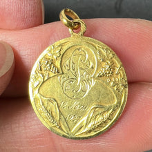 Load image into Gallery viewer, French 18K Yellow Gold Rasumny Wine and Wheat Harvest Charm Pendant