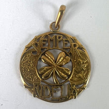 Load image into Gallery viewer, Antique French Semper Fidelis Always Faithful Forever Love 18K Yellow Gold Lucky Clover Pendant