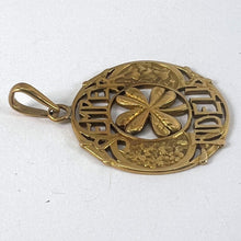 Load image into Gallery viewer, Antique French Semper Fidelis Always Faithful Forever Love 18K Yellow Gold Lucky Clover Pendant
