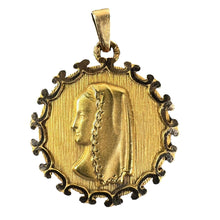 Load image into Gallery viewer, Vintage French Virgin Mary 18K Yellow Gold Medal Pendant