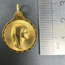 Load image into Gallery viewer, Vintage French Virgin Mary 18K Yellow Gold Sunburst Medal Pendant