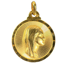 Load image into Gallery viewer, Vintage French Virgin Mary 18K Yellow Gold Sunburst Medal Pendant