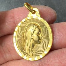 Load image into Gallery viewer, Vintage French Virgin Mary 18K Yellow Gold Sunburst Medal Pendant
