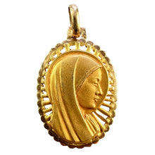 Load image into Gallery viewer, French Virgin Mary 18K Yellow Gold Religious Medal Pendant