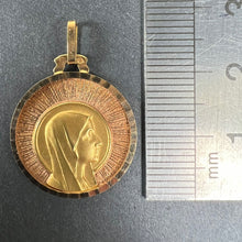 Load image into Gallery viewer, Vintage French Virgin Mary 18K Yellow Rose Gold Sunburst Medal Pendant