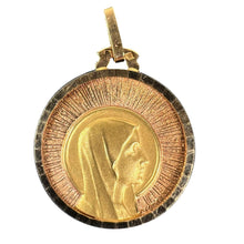 Load image into Gallery viewer, Vintage French Virgin Mary 18K Yellow Rose Gold Sunburst Medal Pendant