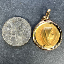 Load image into Gallery viewer, French Virgin Mary 18K Yellow Gold Religious Medal Pendant