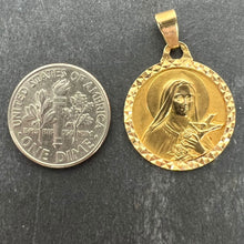 Load image into Gallery viewer, French Saint Therese 18K Yellow Gold Charm Medal Pendant