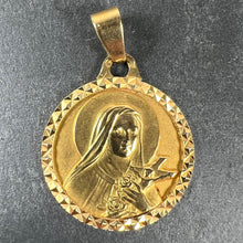 Load image into Gallery viewer, French Saint Therese 18K Yellow Gold Charm Medal Pendant
