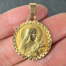 Load image into Gallery viewer, French Saint Therese 18K Yellow Gold Charm Medal Pendant