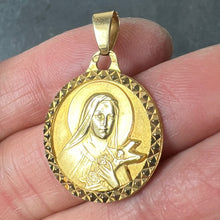 Load image into Gallery viewer, French Saint Therese 18K Yellow Gold Charm Medal Pendant