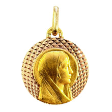 Load image into Gallery viewer, French Augis Religious Virgin Mary 18K Yellow Rose Gold Medal Pendant