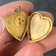 Load image into Gallery viewer, French 18K Yellow Gold Red Ruby Heart Locket Flower Charm Pendant