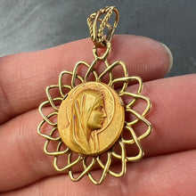 Load image into Gallery viewer, French Virgin Mary 18K Yellow Gold Religious Medal Pendant