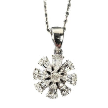 Load image into Gallery viewer, Diamond Flower 18K White Gold Charm Pendant Necklace