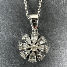 Load image into Gallery viewer, Diamond Flower 18K White Gold Charm Pendant Necklace