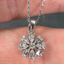 Load image into Gallery viewer, Diamond Flower 18K White Gold Charm Pendant Necklace