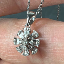 Load image into Gallery viewer, Diamond Flower 18K White Gold Charm Pendant Necklace
