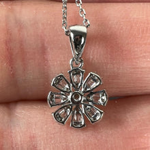 Load image into Gallery viewer, Diamond Flower 18K White Gold Charm Pendant Necklace
