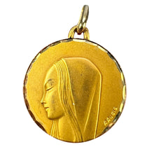 Load image into Gallery viewer, French Augis Virgin Mary 18K Yellow Gold Religious Medal Pendant