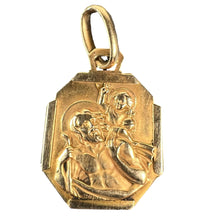 Load image into Gallery viewer, French Grun Saint Christopher 18K Yellow Gold Charm Pendant Medal