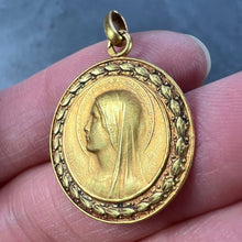 Load image into Gallery viewer, French Monet Virgin Mary 18K Yellow Gold Medal Pendant