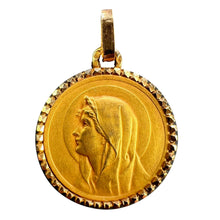 Load image into Gallery viewer, French Pageli Virgin Mary 18K Yellow Gold Medal Pendant