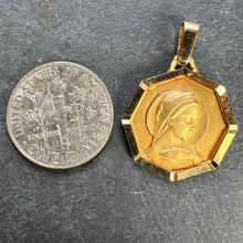 Load image into Gallery viewer, French Virgin Mary Octagonal 18K Yellow Gold Medal Charm Pendant