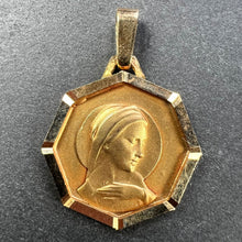 Load image into Gallery viewer, French Virgin Mary Octagonal 18K Yellow Gold Medal Charm Pendant