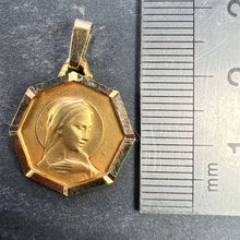 Load image into Gallery viewer, French Virgin Mary Octagonal 18K Yellow Gold Medal Charm Pendant